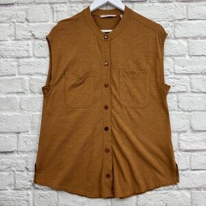 Soft Surroundings Rust Orange Button Up Sleeveless Tunic Top Modal Blend M